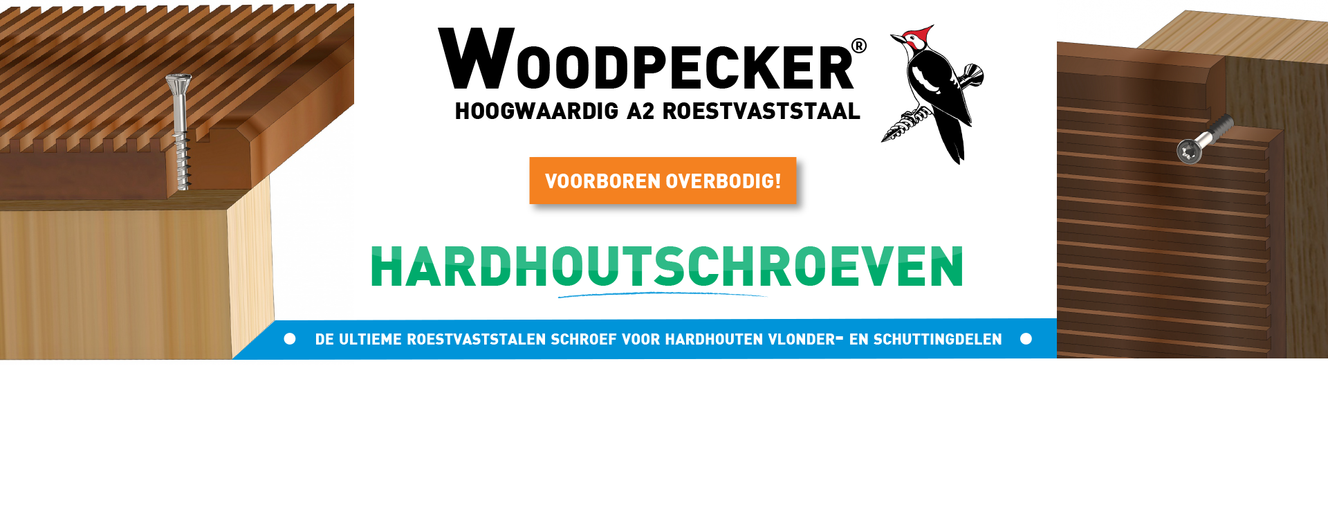 Woodpecker hardhoutschroeven